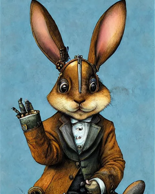 Image similar to steampunk rabbit waving hello by esao andrews