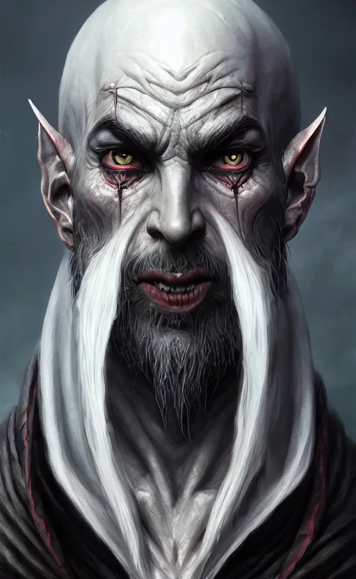 Image similar to legendary creepy dark elf wizard, highly detailed, d & d, fantasy, highly detailed, digital painting, trending on artstation, concept art, sharp focus, illustration, global illumination, ray tracing, realistic shaded, art by artgerm and greg rutkowski and fuji choko and viktoria gavrilenko and hoang lap