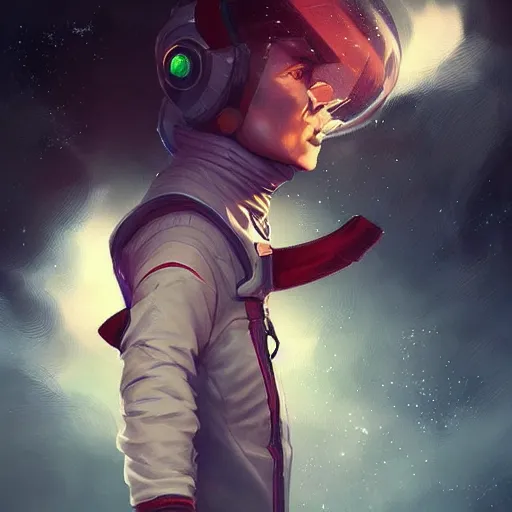 Image similar to young male spaceman illustration fantasy digital art by guweiz trending on artstation