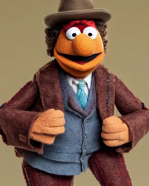 Image similar to dutch van der linde as a muppet. highly detailed felt. hyper real photo. 4 k.