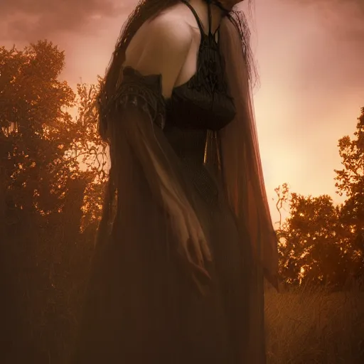 Image similar to photographic portrait of a stunningly beautiful gothic female in soft dreamy light at sunset, by edward robert hughes, annie leibovitz and steve mccurry, david lazar, jimmy nelsson, breathtaking, 8 k resolution, extremely detailed, beautiful, establishing shot, artistic, hyperrealistic, beautiful face, octane render