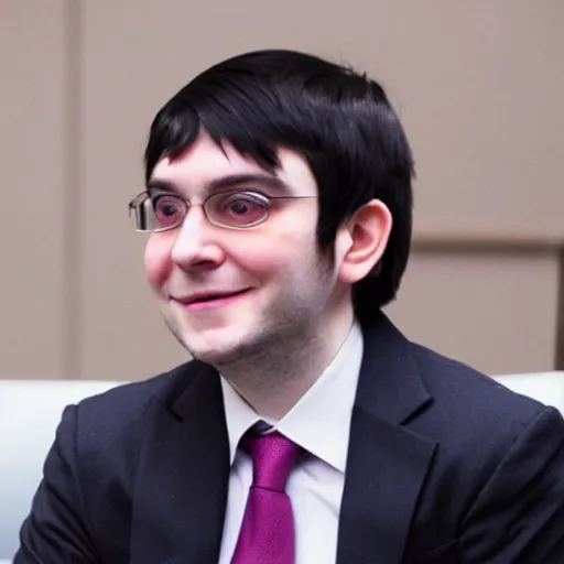 Image similar to cute looking martin shkreli at his trial, cosplaying a girl with cat ears, wearing nekomimi