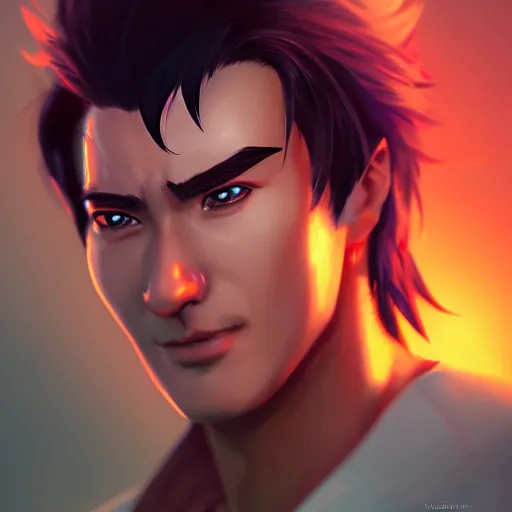 Prompt: portrait of jin kazama, mattepainting concept blizzard pixar maya engine on stylized background splash comics global illumination lighting artstation lois van baarle, ilya kuvshinov, rossdraws