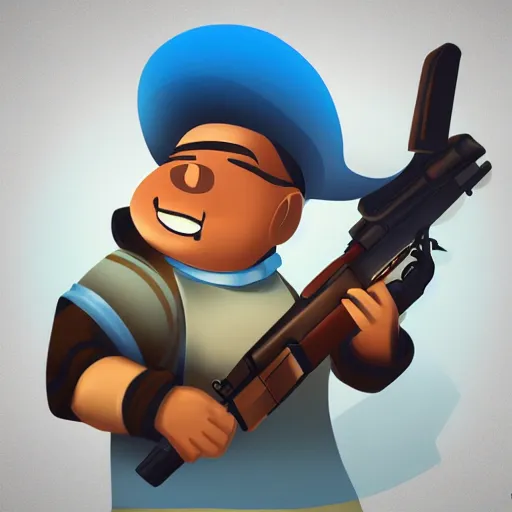 Prompt: a cute chubby gun, stylized, digital art, blue scheme, mobile game, arstation