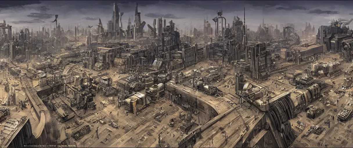 Prompt: digital concept art of dystopian, atompunk Berlin, high quality, high detail, in the style of Ralph Mcquarrie, megacity