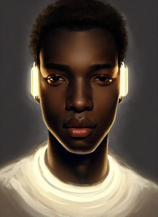 Prompt: portrait of young chuck clayton, black man, 1 7 years old, intricate, elegant, glowing lights, highly detailed, digital painting, artstation, concept art, smooth, sharp focus, illustration, art by wlop, mars ravelo and greg rutkowski