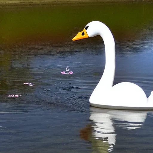 Image similar to elegant robotic swan smimming on water