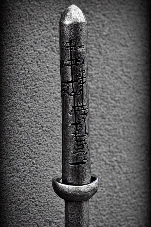 Prompt: ultra realistic blacksmiths hammer with a smiling face, engraved with hebrew script. Digital photography. Sharp focus. Canon Eos 50d.