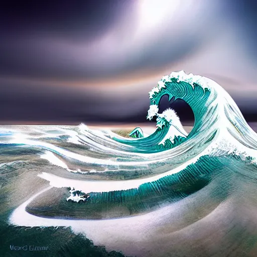 Prompt: the great wave by marc adamus