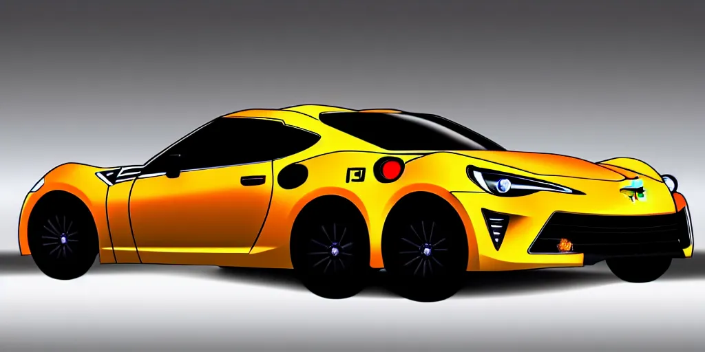 Prompt: combine Toyota gt86 2015 and Corvette C2 1969 as one car. No background, concept art style.