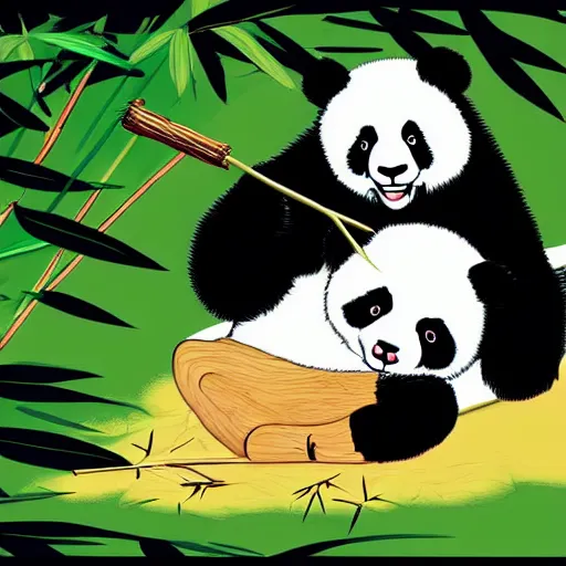 panda bear eating bamboo, Cartoon for children's book | Stable Diffusion |  OpenArt