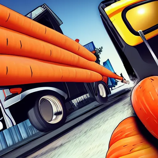 Image similar to carrot in gta loading screen, sharp, 4k, high details