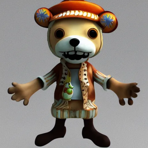 Prompt: tony tony chopper, 3 d sculpture, 3 d cg, soft studio light