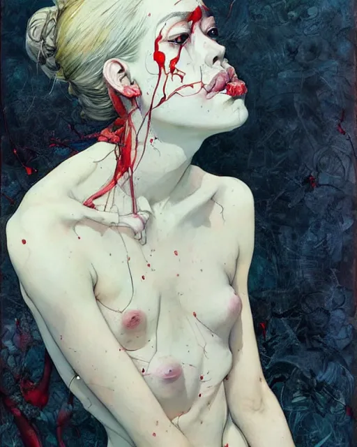 Image similar to there is ugliness in beauty, but there is also beauty in ugliness. in the style of adrian ghenie, esao andrews, jenny saville, edward hopper, surrealism, dark art by james jean, takato yamamoto