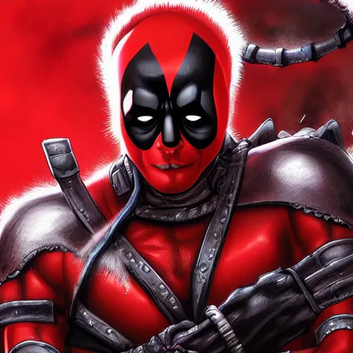 Prompt: a portrait of deathpool, extremely detailed digital art by mark brooks
