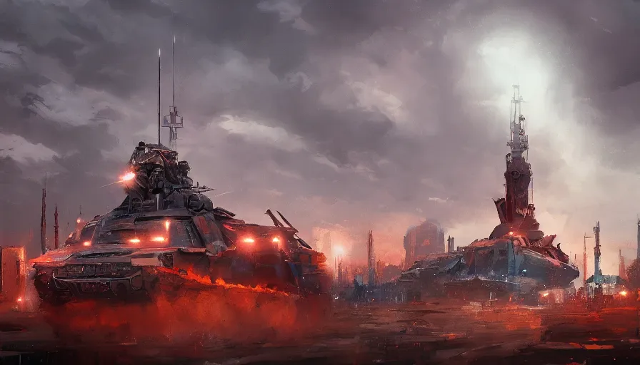 Image similar to big base sovietic, concept art by jama jurabaev, top angle, cinematic shot, trending on artstation, high quality, brush stroke