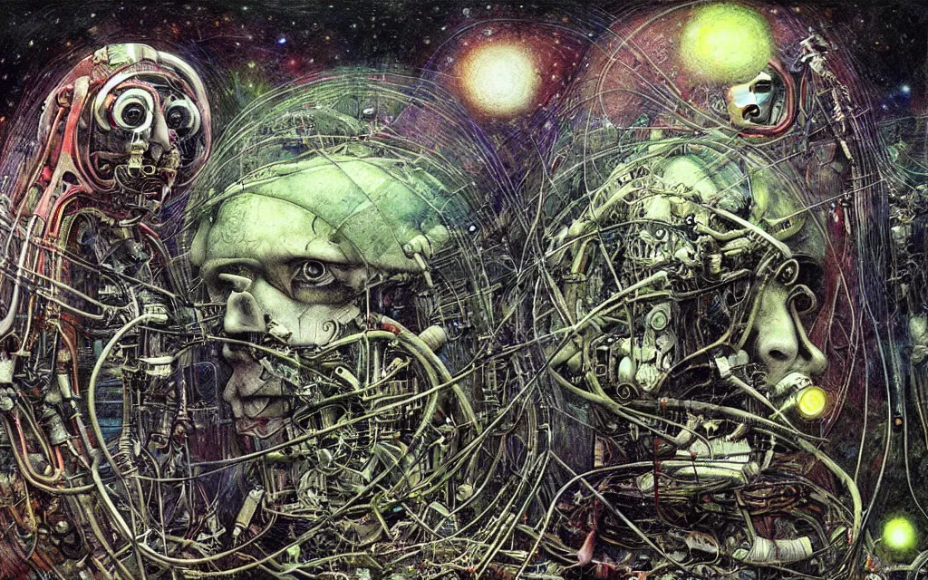 Image similar to a techno - spirit futurist cybernetic organic ecosystem, future perfect, award winning digital art by santiago caruso and alan bean, sharp bright colors