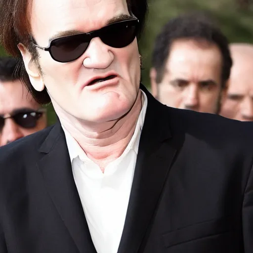 Prompt: a hyper realistic photo of quentin tarantino in a funeral in in israel at noon