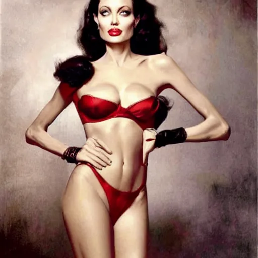 Image similar to Angelina Jolie by Gil Elvgren