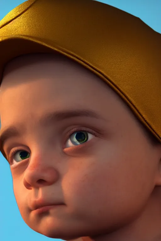 Image similar to hyperrealistic little boy close - up portrait, the portrait is decorated with art deco patterns, hyperrealistic, volumetric lighting, ultra detailed, elegant, octane render, blue and gold, 8 k, trending on artstation, unreal engine