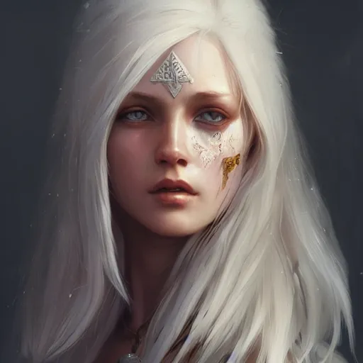 Prompt: stunning russian barbarian girl with platinum blonde hair, HD, D&D 4k, 8k, incredibly detailed, intricate, masterpiece, digital illustration by greg rutkowski and tom bagshaw, trending on artstation, character design, concept art