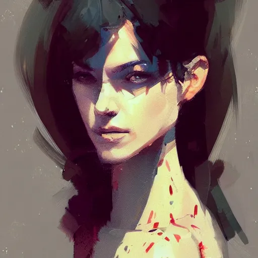 Image similar to a beautiful portrait of a fashion woman by greg rutkowski and bill sienkiewicz trending on artstation