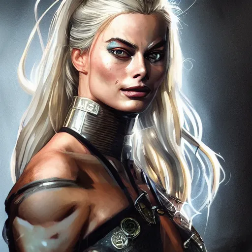 Prompt: a portrait of margot robbie as a dead or alive fighting game character, urban motifs, intricate, elegant, highly detailed, digital painting, trending on artstation, concept art, smooth sharp focus, illustration, art by artgerm and greg rutkowski