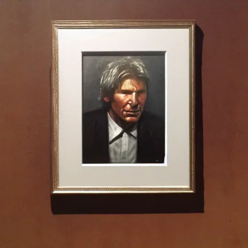 Prompt: a portrait painting of Harrison Ford by odd Nerdrum