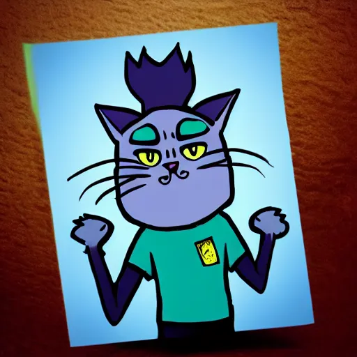 Prompt: a cat in the style of rick sanchez