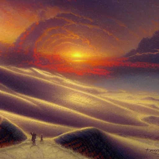 Prompt: subject : arrakis, style : thomas kinkade