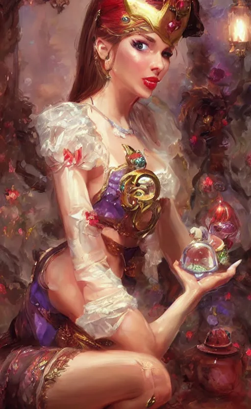 Image similar to Alchemist Princess. by Konstantin Razumov, horror scene, highly detailded