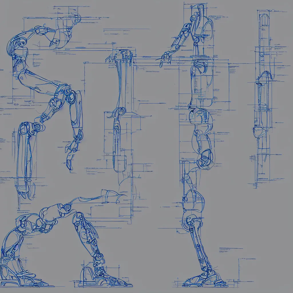 Image similar to Leaked design of a robotic leg. Blueprint