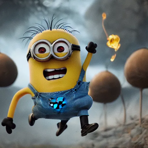 Image similar to minions as gods, cinematic, 4 k