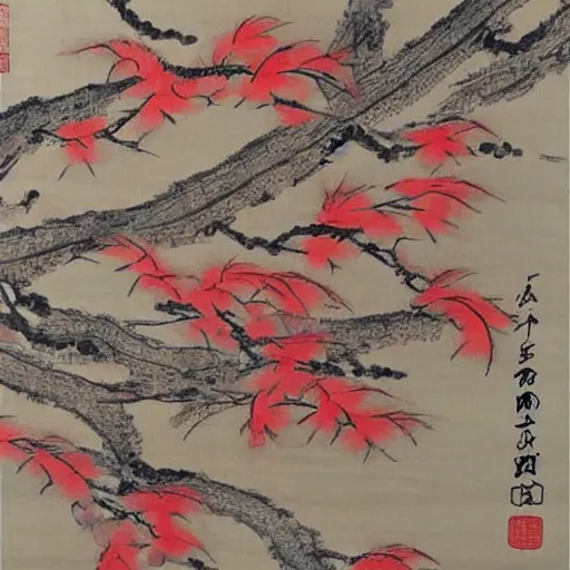 Prompt: beginning of autumn in China. Traditional Chinese Painting