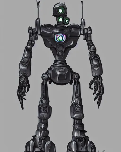 Prompt: award winning detailed digital painting of an evil robot, concept art