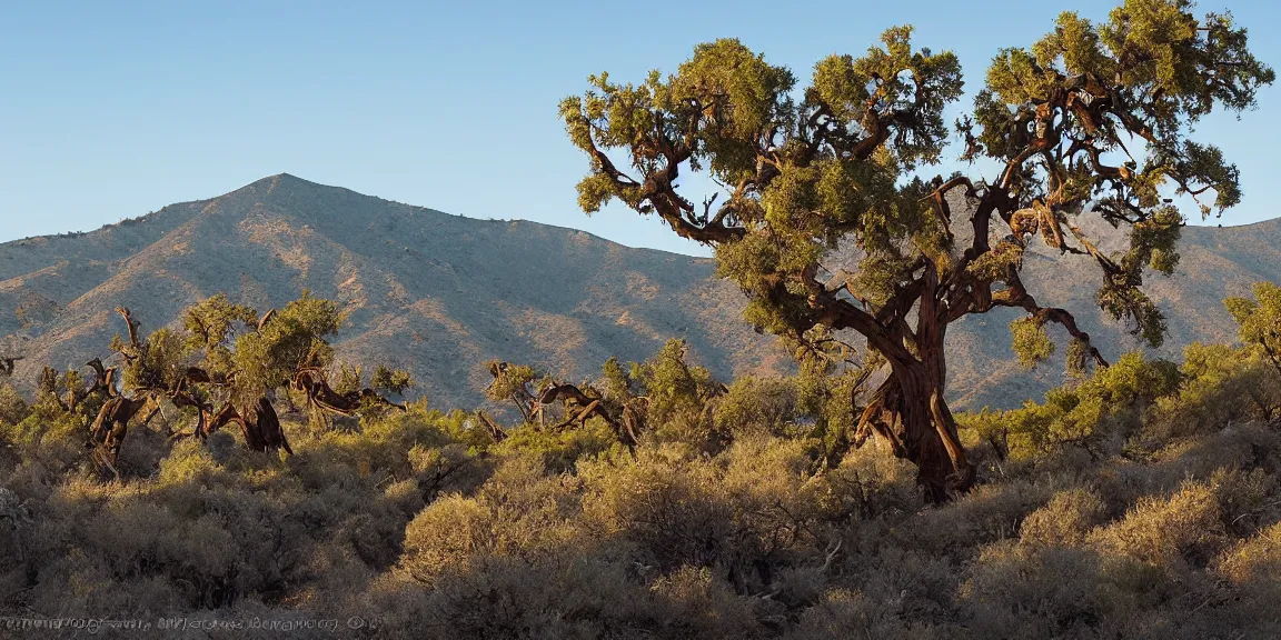 Image similar to California Chaparral environment, Mt. Diablo. Large Manzanita trees, Coyote Brush, Hollyleaf Redberry, Scrub oaks. Rocky environment, somewhat mountainous. Desert-like, heat, July 23, bright and sunny. 98 F. Trending on Artstation, deviantart, worth1000. By Greg Rutkowski. National Geographic and iNaturalist HD photographs