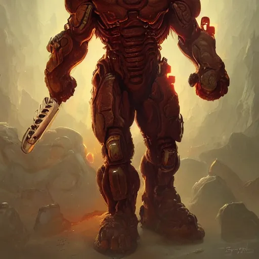 Image similar to doom eternal, mutant, tubes fused with the body, front view, painted by stanley lau, painted by greg rutkowski, painted by stanley, artgerm, masterpiece, digital art, trending on arts