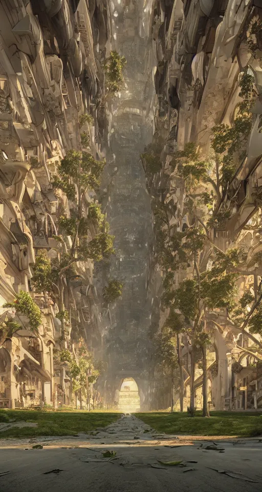 Image similar to beautiful low angle picture of an abandoned naboo city street on a planet with amazing sleek architecture by richard dadd, ultra detailed, elegant and graceful, trending on artstation, dramatic lighting, light rays and shadows, octane render directed by stanley kubrick