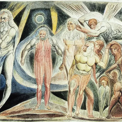 Image similar to disasterpiece days of noah by william blake