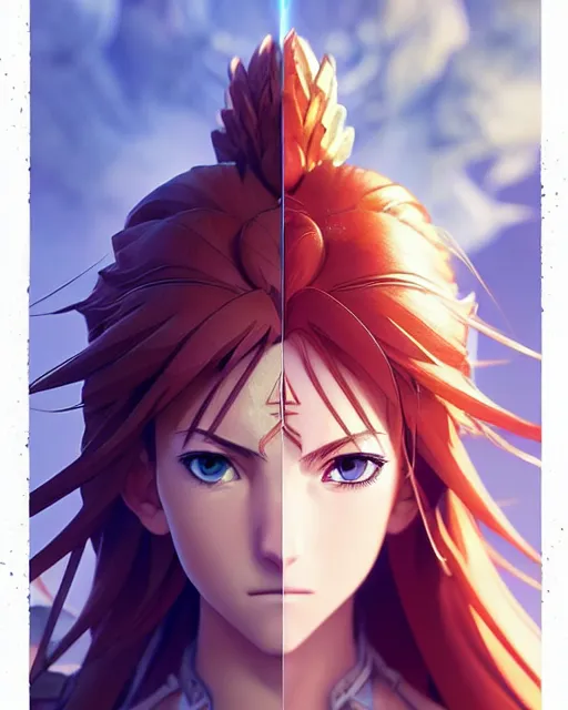 Image similar to azctec warrior, katherine mcnamara, detailed perfect face, exquisite details, fire magic, mid view, design on a white background, by studio muti, greg rutkowski makoto shinkai takashi takeuchi studio ghibli