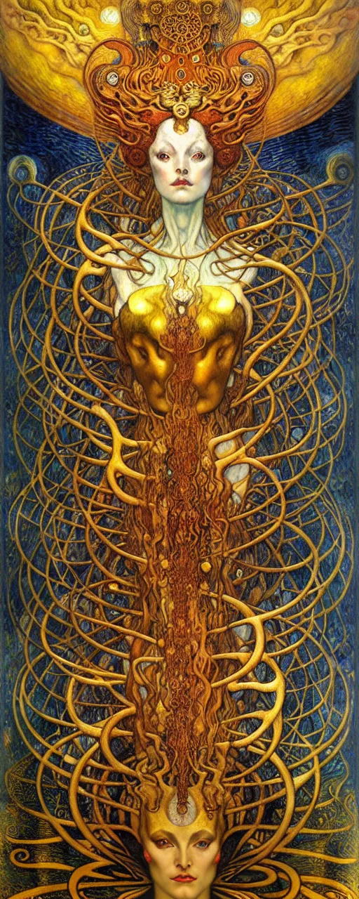 Image similar to Divine Chaos Engine by Karol Bak, Jean Delville, William Blake, Gustav Klimt, and Vincent Van Gogh, symbolist, visionary