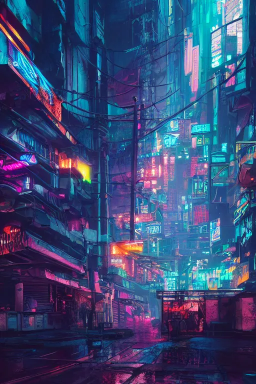 Image similar to Gerald Witcher. Neon cyberpunk underground. Сoncept art, Dan Mumford, Greg Rutkowski, Quixel Megascans, octane render, 16k, 8k, photoillustration, RTX