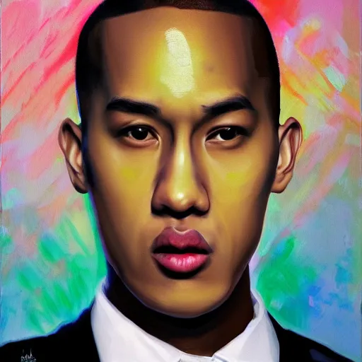 Image similar to thaiboy digital presidential portrait, realistic painting