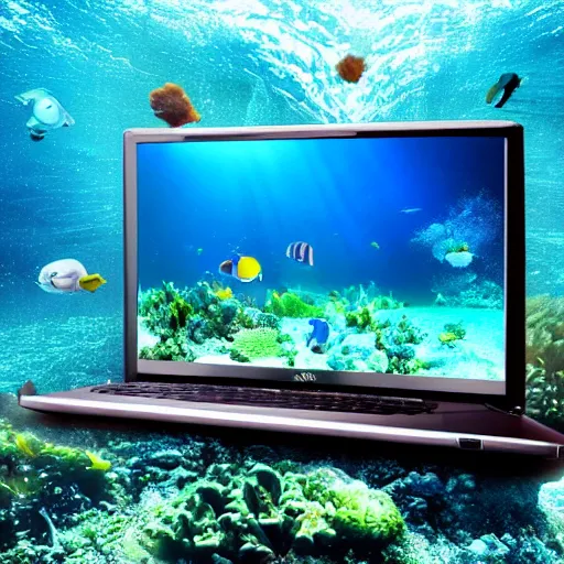 Prompt: pc underwater