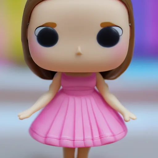 Image similar to skinny 19 years old white redhead girl in a pink sundress funko pop highly detailed closeup photo