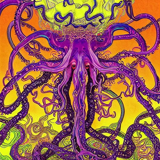 Prompt: psychedelic deepdream maximalist splashing eldritch tentacle tendril octopus nightmare hyperviolent deepdream maximalist hyperrealism realistical photo - realistic photography hell hellscape blitzkrieg ww 3 terror horror art victo ngai yoji shinkawa apophasis shintaro kago apophasis hyperrealism alphonse mucha yoji shinkawa apophasis