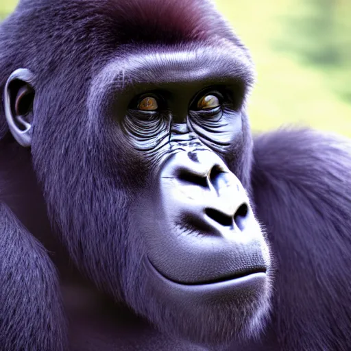 Prompt: gorilla eating blueberries, cinematic lighting, octane render
