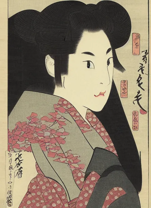 Image similar to ukiyo - e of a beautiful girl emma watson by utagawa kuniyasu and utagawa kunimasa, 1 7 9 6, edo period