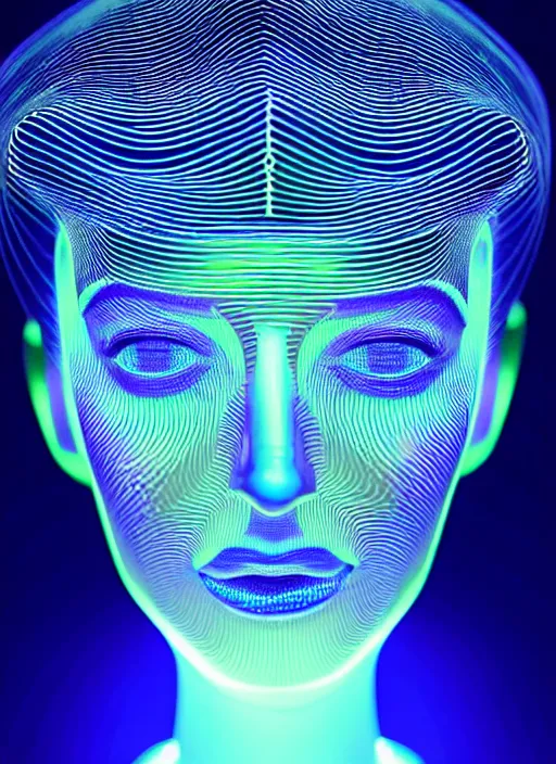 Image similar to ( isometric view, beautiful woman queen chess piece ( top bioluminescence ) ( bottom parametric ) ), beautiful face, reflection of led lights, algorithmic, intricate detail, futuristic, very detailed, highly detailed background, sharpfocus, photorealism, soft diffuse autumn lights, some sun light ray, dark room wall, canon 5 d 5 0 mm lens