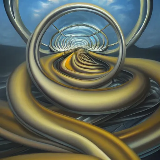 Prompt: Endless loop, surreal, oil painting, highly detailed